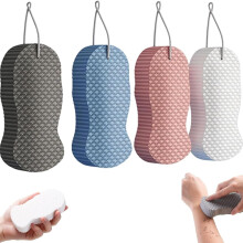 (Mixed-4pcs, -) Magische exfoliërende badspons, 3D dubbelzijdige lichaamsscrubber, zacht herbruikbaar voor dames heren