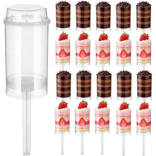 (20 Pcs, -) Δοχεία push pop κέικ, επαναχρησιμοποιήσιμα, με καπάκια
