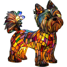(#08, -) Lâmpada Noturna de Resina com Yorkshire, Cachorro de Mesa