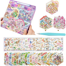 (#07, -) Libro pegatinas escena 3D apilable creativo, alivio estrés