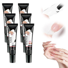 (3 SETS, -) 8 stuks snel drogende halfvaste nagellijm met remover – geen UV lamp nodig voor press-on nagels