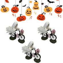 (3pcs, -) Fantasma em Bicicleta com Abóbora Rosa, Decoração Halloween