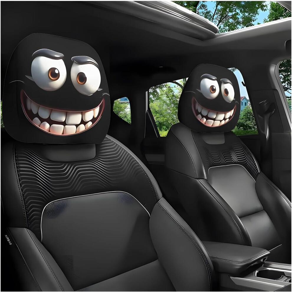 (B, -) Funny Cartoon Big Eyes Car Headrest Covers, Double-Sided Print 5437706803959