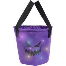 (Purple, -) Light Up Halloween Ghost Basket Tote Candy Bag, LED Trick or Treat