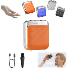 (Orange, -) R-12 Kuffert Design Mini Elektrisk Barbermaskine, USB Genopladelig Bærbar