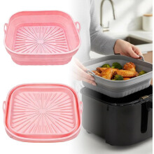 (Pink, 1 PCS) Airfryer siliconen grillpan 2026 – herbruikbare bakmand liners hittebestendige pot voor keuken