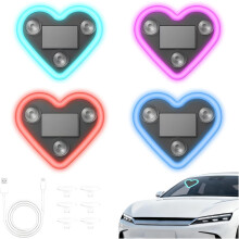 (4PCS, -) Solcells driven hjärtformad C-pelare neonljus för bil, IP65