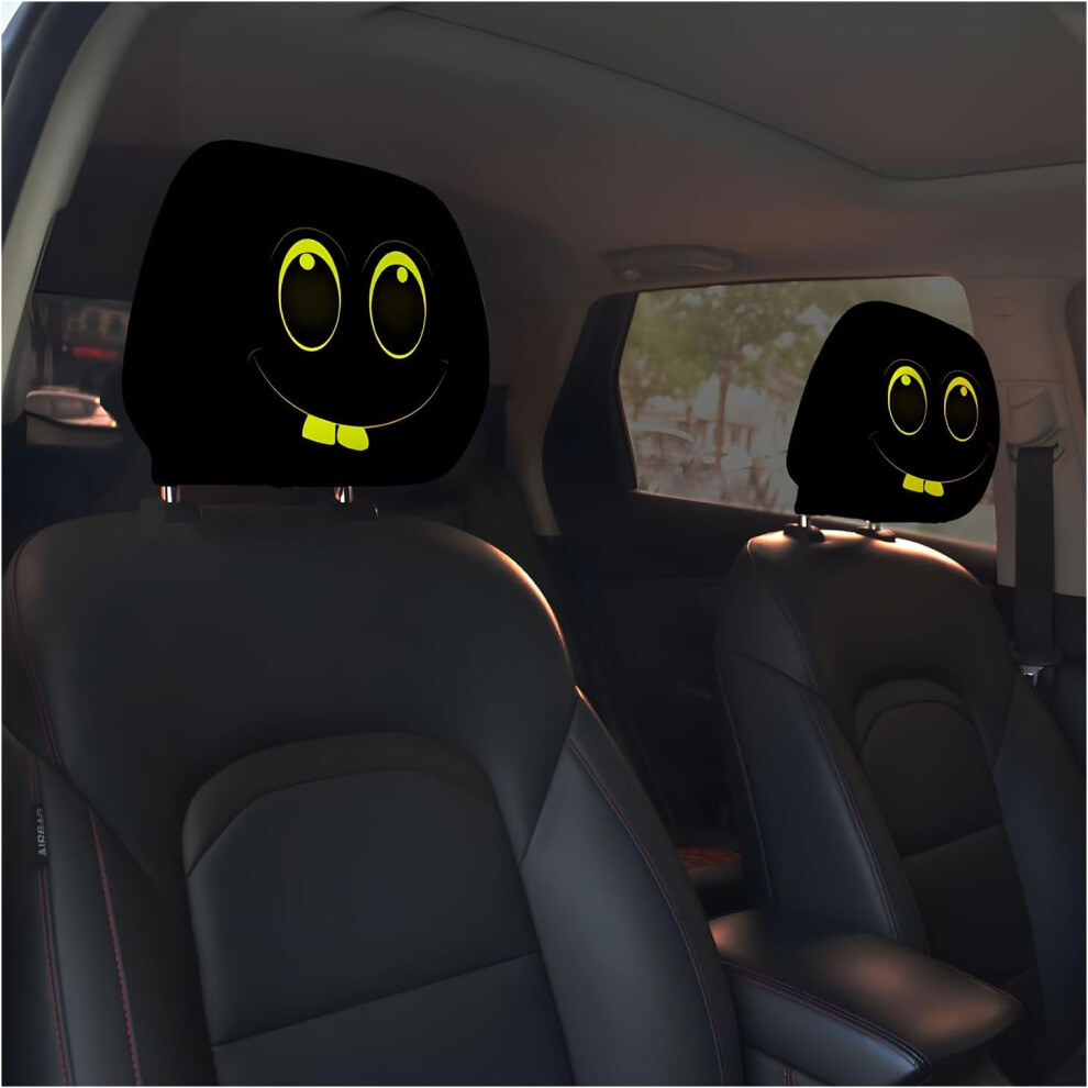 (J, -) Funny Cartoon Big Eyes Car Headrest Covers, Double-Sided Print 5437706804062