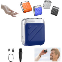 (Blue, -) R-12 Kuffert Design Mini Elektrisk Barbermaskine, USB Genopladelig Bærbar