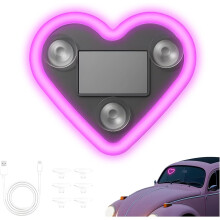 (Pink-1PC, -) Solcells driven hjärtformad C-pelare neonljus för bil, IP65