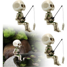 (3pcs, -) 11cm Mini Schädel Fischer Skulptur, Gothic Halloween Deko
