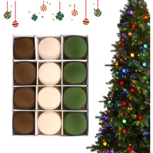 (Green&brown, -) 12 Stück Samt flockige Weihnachtskugeln Ornamente, DIY Baum Anhänger