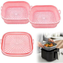 (Pink, 2 PCS) Airfryer siliconen grillpan 2026 – herbruikbare bakmand liners hittebestendige pot voor keuken
