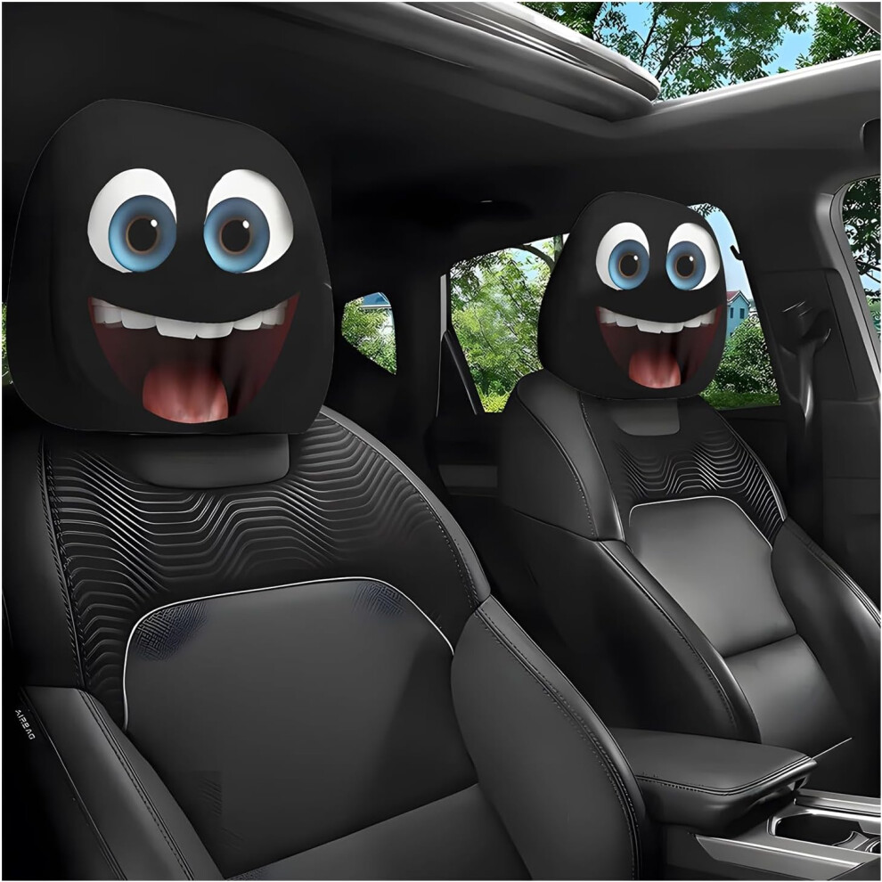 (K, -) Funny Cartoon Big Eyes Car Headrest Covers, Double-Sided Print 5437706804000
