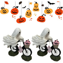 (2pcs, -) Fantasma em Bicicleta com Abóbora Rosa, Decoração Halloween
