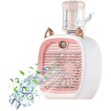 (Pink, -) Przenośny wentylator parowniczy, mini klimatyzator USB