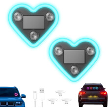 (Ice Blue-2PCS, -) Solcells driven hjärtformad C-pelare neonljus för bil, IP65