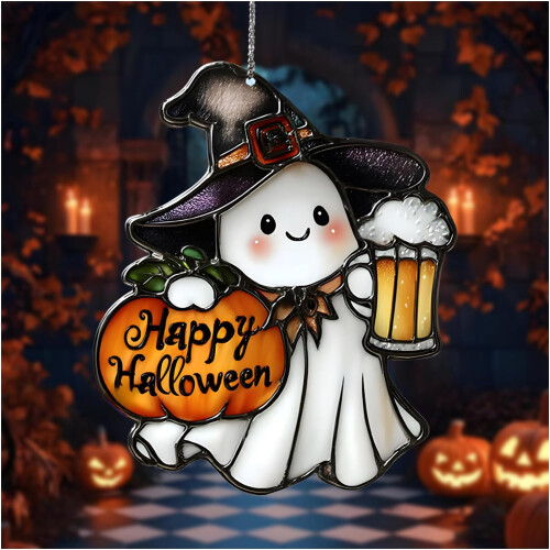 (#06, -) Suncatcher θερμοκηπίου φαντάσματος, κρεμαστό - Halloween wall hanging