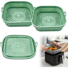 (Green, 2 PCS) Airfryer siliconen grillpan 2026 – herbruikbare bakmand liners hittebestendige pot voor keuken