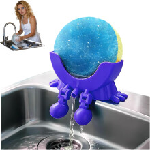 (Purple, -) Funny Peeing Scrub Sponge Holder for Kitchen Sink, Auto Draining