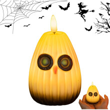 (#02, -) Cute Pumpkin Owl LED Night Light, Halloween Enchanted Glow Decor