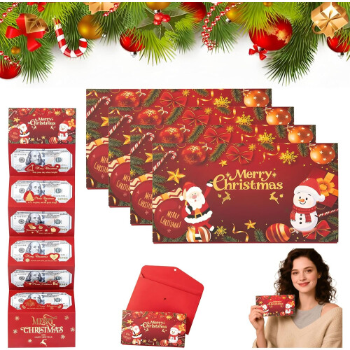 (Santa-4PCS, -) Porte-enveloppe cadeau Noël, 6 compartiments