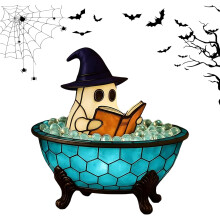 (#01, -) 2PCS Ghost Bubble Bath Lamp, Halloween LED Night Light for Bathroom