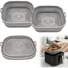 (Gray, 2 PCS) Airfryer siliconen grillpan 2026 – herbruikbare bakmand liners hittebestendige pot voor keuken