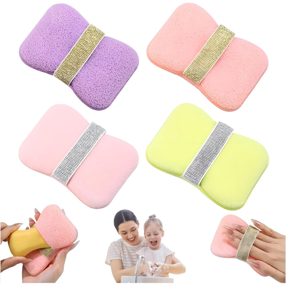 Oimg (4Pcs, -) Exfoliating Bath Sponge With Soap Pocket, Body Scrubber For Shower