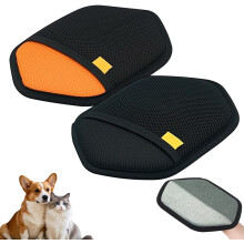 (Black+Orange, -) Sechseckiges Haustier statische Elektrizität Haarentfernungs-Handschuhe, Katzen Hund Haar Reiniger für Sofanähte