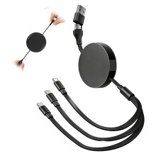 (Black, -) Multi 3-in-1 intrekbare oplaadkabel 2026 – draagbare snellader voor reizen, zakelijke gebruikers