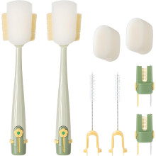 (Green, 2 pcs) 5-in-1 flessenreinigingsborstel set – flexibele schuurborstel voor smalle mokken babyflessen tumblers