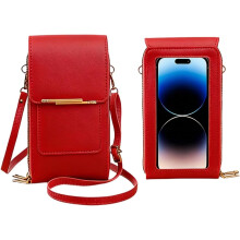 (Red, -) Sac messager femme téléphone 2026, 2 en 1 cuir antivol