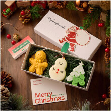 (#03, -) Conjunto de Velas Aromáticas Natal, Formas de Alce e Homem-Biscoito
