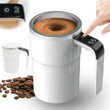 (White, -) Caneca Mexedora Automática com Display de Temperatura, Magnética