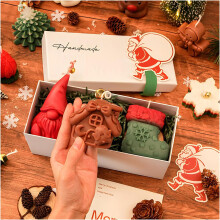 (#08, -) Conjunto de Velas Aromáticas Natal, Formas de Alce e Homem-Biscoito