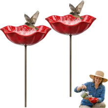 (2PCS, -) 2 Stück Bienenwasserstation, Metall Gartenstecker mit Schmetterling Bienenbad