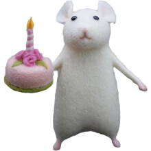 (Cake, -) 2024 handgemachte Wollfilz Halloween Maus mit Kürbis, Needle Felted