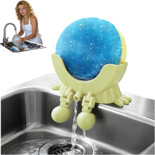 (Light-green, -) Funny Peeing Scrub Sponge Holder for Kitchen Sink, Auto Draining