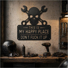 (15.75", -) This Is My Happy Place Metall Wandkunst Schild, für Garage & Mannhöhle