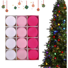 (Rose Red&pink, -) 12 Stück Samt flockige Weihnachtskugeln Ornamente, DIY Baum Anhänger