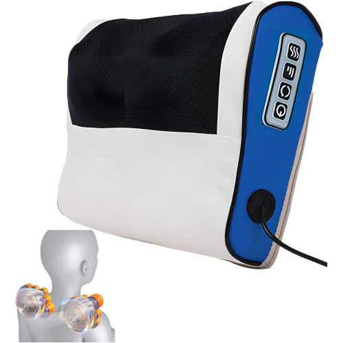 (#01, M) Coussin massage cou rechargeable, 3 vitesses chaleur