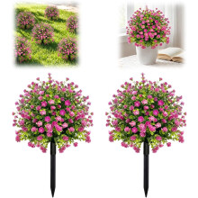 (Pink, -) Kunstbloemen voor buiten UV-bestendig – 2-pack realistische nepbloemen met grondstokken