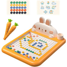 (C - Yellow, Rabbit, Large, -) Magnetisch tekentablet – groot doodle bord met pen en stip kralen, reis DIY set voor kinderen