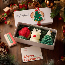 (#09, -) Conjunto de Velas Aromáticas Natal, Formas de Alce e Homem-Biscoito