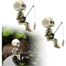 (2pcs, -) 11cm Mini Schädel Fischer Skulptur, Gothic Halloween Deko