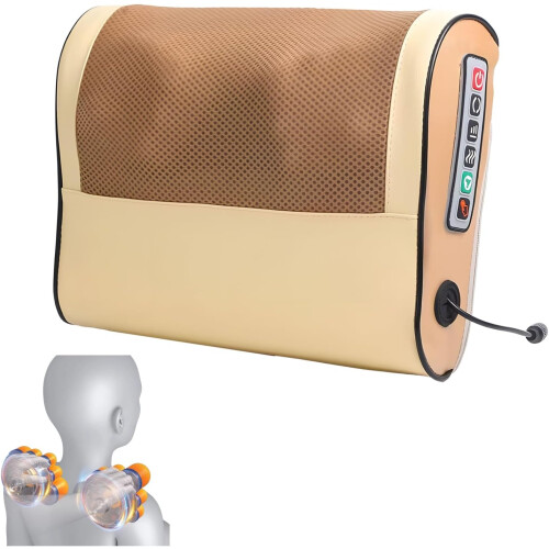 (#02, L) Coussin massage cou rechargeable, 3 vitesses chaleur