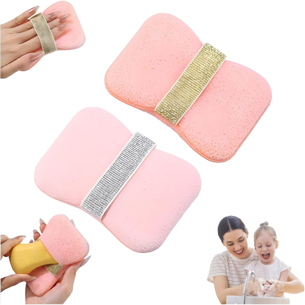 Oimg (2Pcs-A, -) Exfoliating Bath Sponge With Soap Pocket, Body Scrubber For Shower