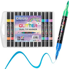 (48 Colors, 1 Count (Pack of 1)) 48/24 Colors Glitter Markers Pens Dual Tip 2026, Acrylic Paint Markers for Rock Painting DIY Crafts