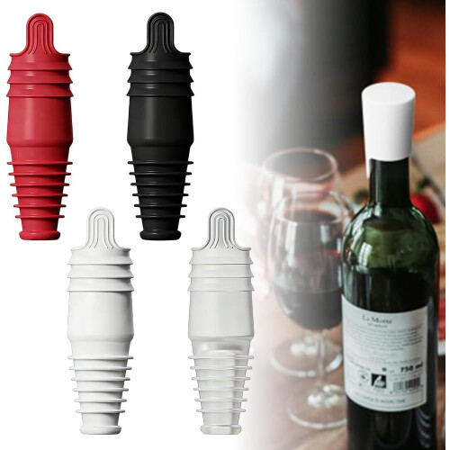 (4 PCS, -) - Silicone wine stopper reusable